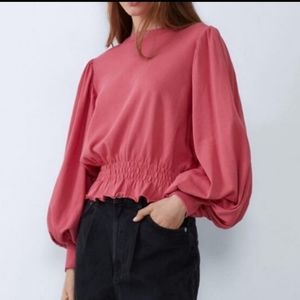 Zara Rare Balloon Sleeve Crop Sweatshirt